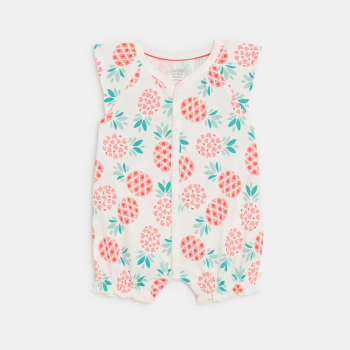 أفرول قصير برتقالي اللون للطفلة الصغيرة، عليه صورة ثمرة الأناناس